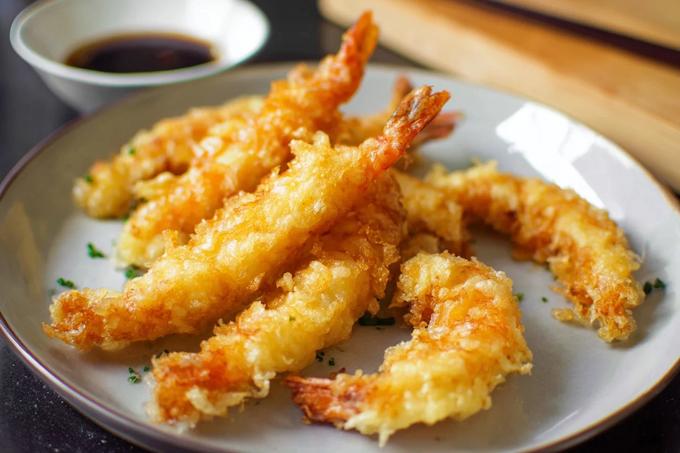 Crispy Japanese shrimp tempura served with dipping sauce