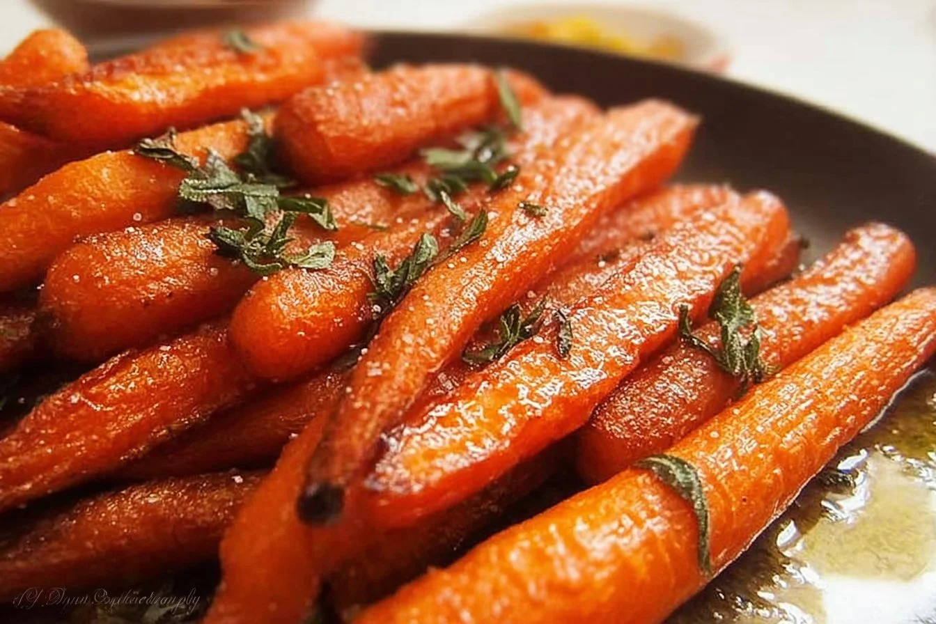 Delicious roasted carrots seasoned and ready to serve as a nutritious side dish