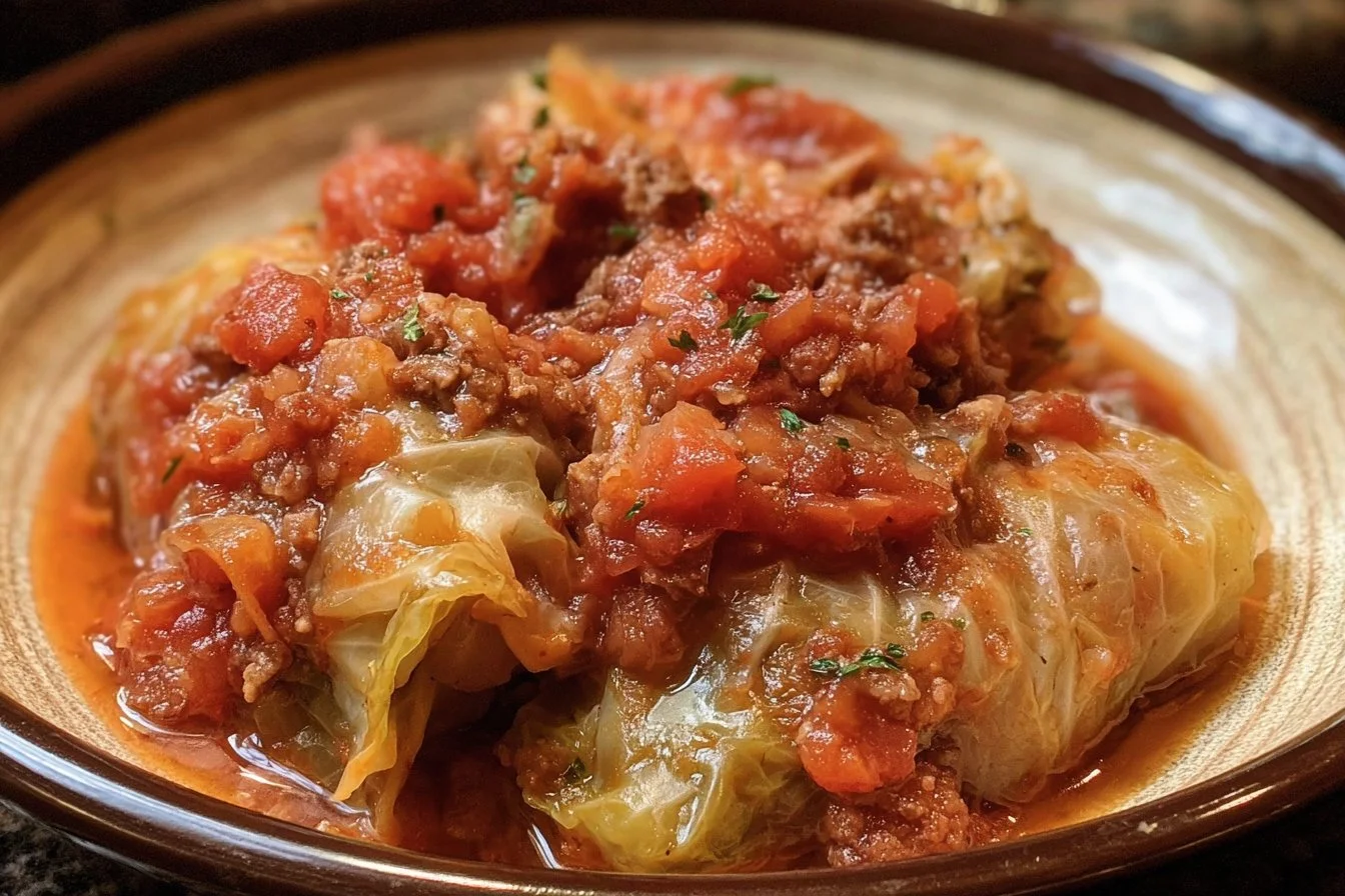 Delicious slow cooker unstuffed cabbage rolls in a bowl