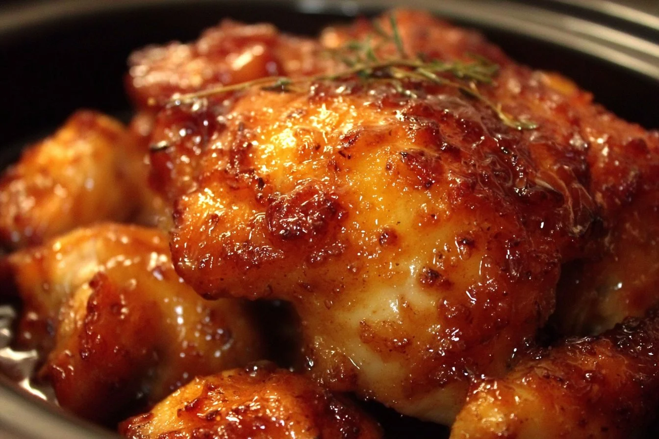 Sweet Hawaiian Crockpot Chicken in a bowl with pineapple and green onions