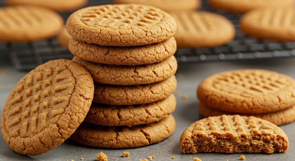 Delicious old-fashioned peanut butter cookies on a plate