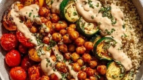 Roasted chickpea and veggie bowl for a nutritious meal