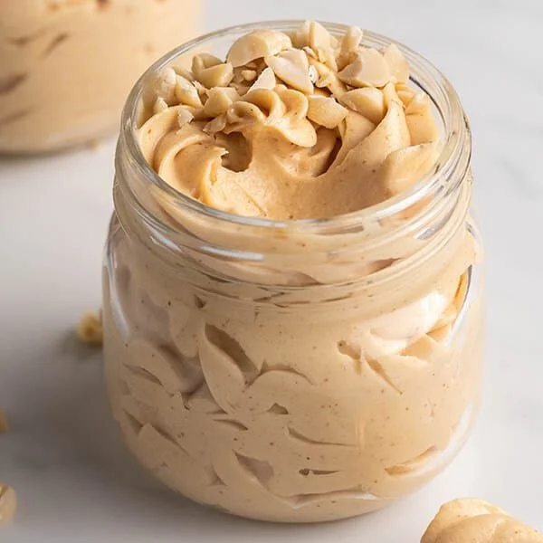 Delicious 5-minute peanut butter mousse dessert in a bowl