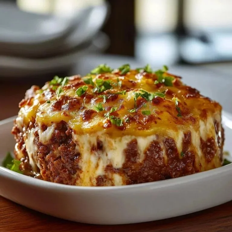 Loaded Potato Meatloaf with toppings and mashed potatoes on a plate