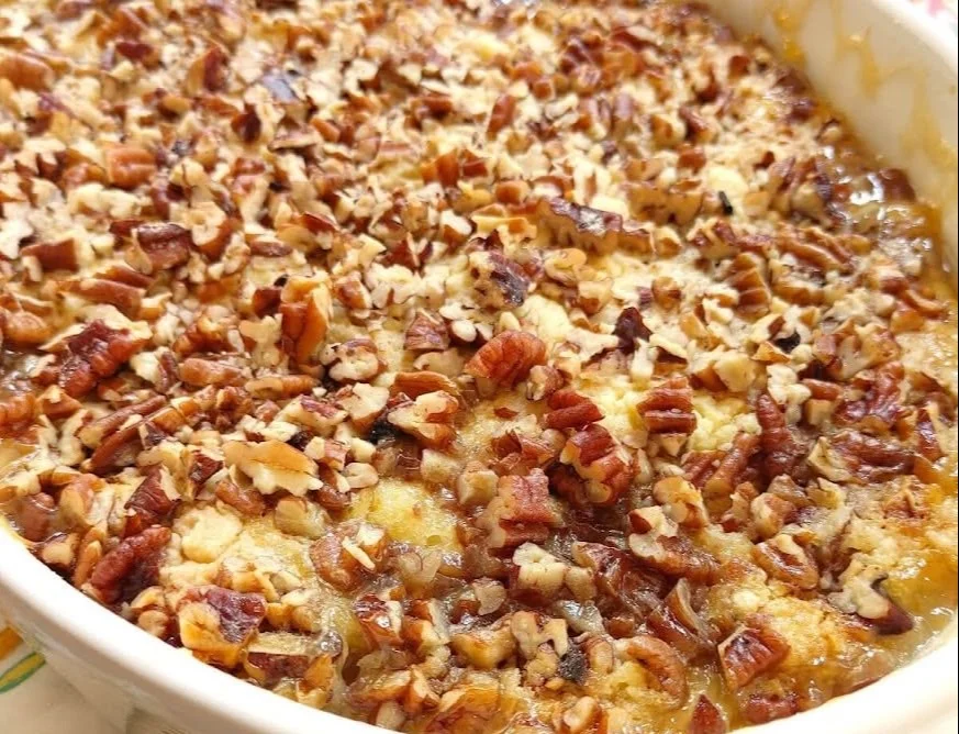 Peach Pecan Cake Mix Cobbler