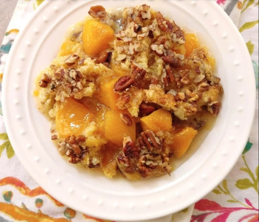 Peach Pecan Cake Mix Cobbler