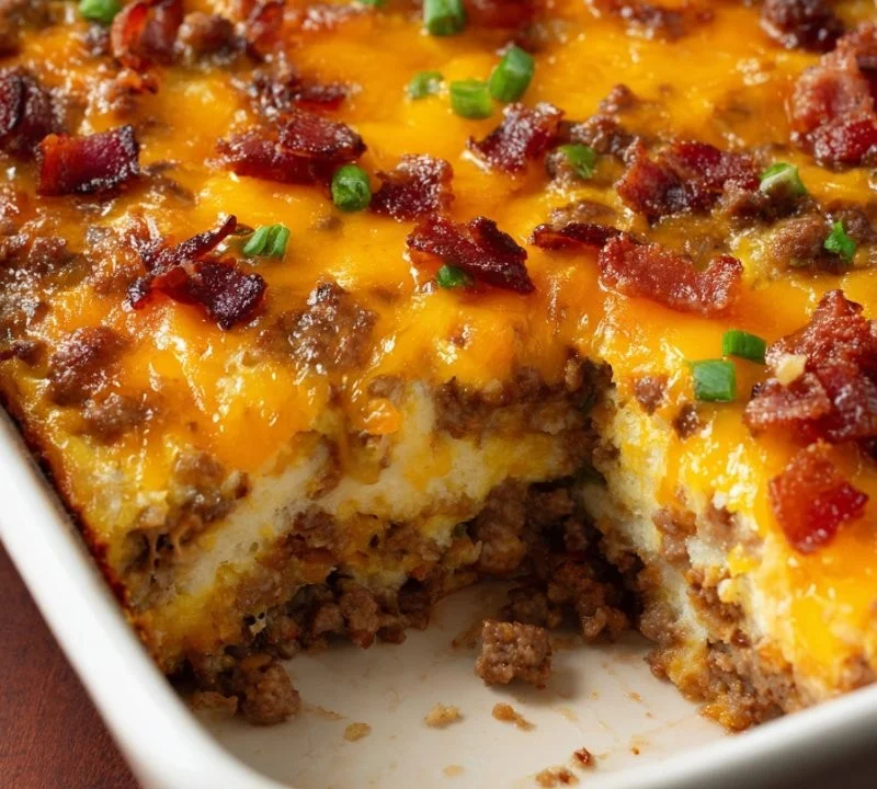 Low-Carb Bacon Cheeseburger Casserole | Low-Carb Low-Calorie Hamburger Dinner, Low-Carb Dinner with Hamburger, Easy Low-Fat Dinner Meals