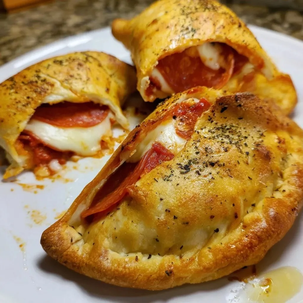 Savory sourdough calzones filled with pepperoni ready to be enjoyed.